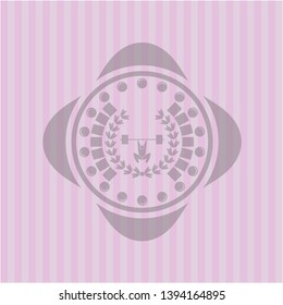 weightlifting inside of crown icon inside realistic pink emblem