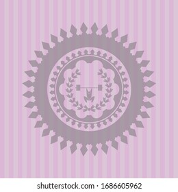 halterofilia dentro del icono de la corona dentro del emblema rosa realista