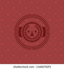 weightlifting inside of crown icon inside red emblem
