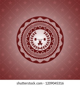 weightlifting inside of crown icon inside red icon or emblem