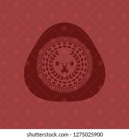 weightlifting inside of crown icon inside red emblem