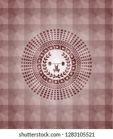 weightlifting inside of crown icon inside red seamless geometric badge.