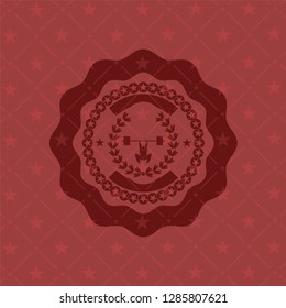 weightlifting inside of crown icon inside red emblem. Vintage.