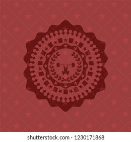 weightlifting inside of crown icon inside retro style red emblem