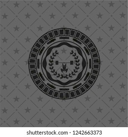 weightlifting inside of crown icon inside retro style black emblem
