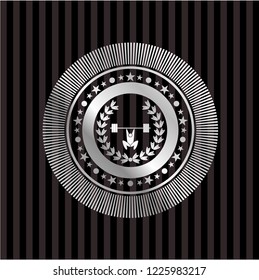 weightlifting inside of crown icon inside silver emblem