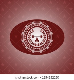 weightlifting inside of crown icon inside vintage red emblem