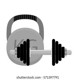 Weightlifting. Kettlebell and dumbbell. Workout equipment and training bodybuilding. Vector illustration