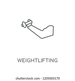 Weightlifting linear icon. Weightlifting concept stroke symbol design. Thin graphic elements vector illustration, outline pattern on a white background, eps 10.