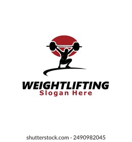 weightlifting logo design vector silhouette illustration