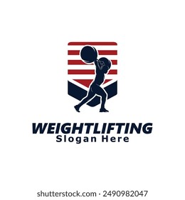 weightlifting logo design vector silhouette illustration