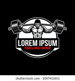 weightlifting male bodybuilding vector logo template