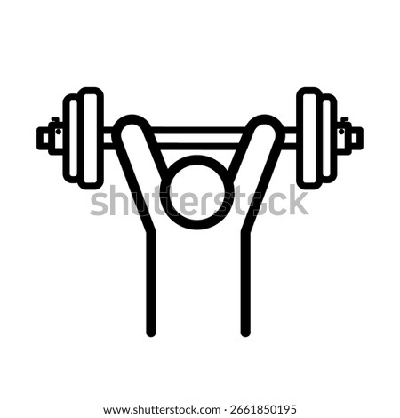 Weightlifting, man with barbell - vector icon