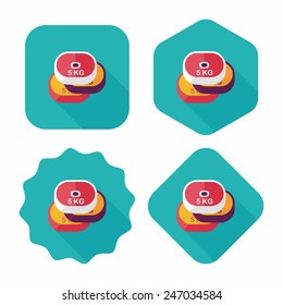 weightlifting plates flat icon with long shadow,eps10