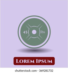 Weightlifting or power lifting plate (45 lbs) icon or symbol