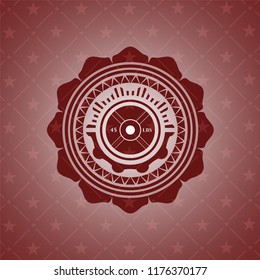 weightlifting or powerlifting plate (45 lbs) icon inside red emblem