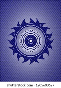 weightlifting or powerlifting plate (45 lbs) icon with denim texture