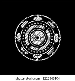 weightlifting or powerlifting plate (45 lbs) icon drawn on a chalkboard