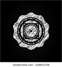 weightlifting or powerlifting plate (45 lbs) icon drawn on a chalkboard