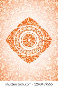 weightlifting or powerlifting plate (45 lbs) icon inside orange mosaic emblem