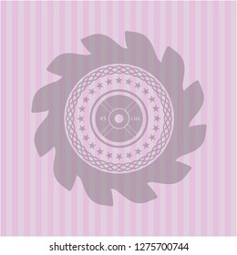 weightlifting or powerlifting plate (45 lbs) icon inside badge with pink background