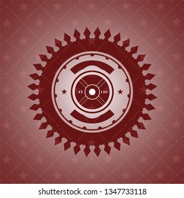weightlifting or powerlifting plate (45 lbs) icon inside red emblem