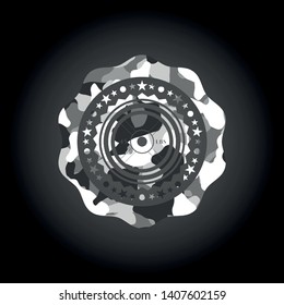 weightlifting or powerlifting plate (45 lbs) icon on grey camouflage texture