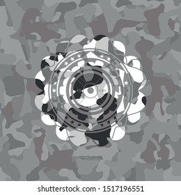 weightlifting or powerlifting plate (45 lbs) icon inside grey camo texture