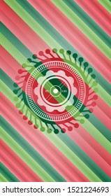 weightlifting or powerlifting plate (45 lbs) icon inside christmas style badge..