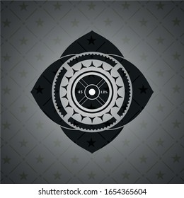 weightlifting or powerlifting plate (45 lbs) icon inside dark badge