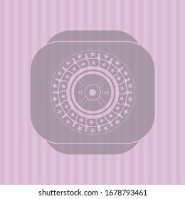 weightlifting or powerlifting plate (45 lbs) icon inside pink icon or emblem