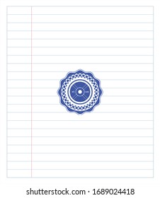 weightlifting or powerlifting plate (45 lbs) icon draw (pen strokes). Blue ink. Vector Illustration. Detailed.