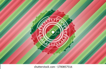 weightlifting or powerlifting plate (45 lbs) icon inside christmas badge.