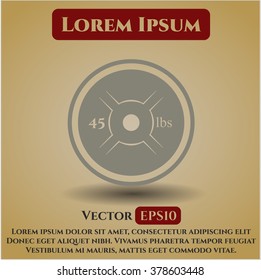 Weightlifting or powerlifting plate (45 lbs) vector icon