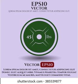 Weightlifting or powerlifting plate (45 lbs) vector icon or symbol