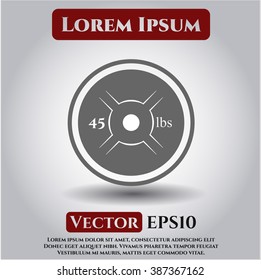 Weightlifting or powerlifting plate (45 lbs) icon vector illustration