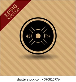 Weightlifting or powerlifting plate (45 lbs) vector icon or symbol