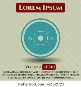 Weightlifting or powerlifting plate (45 lbs) vector icon