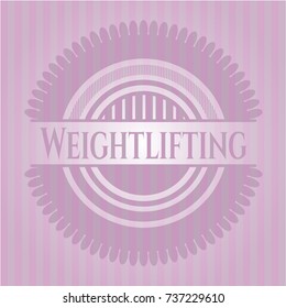 Weightlifting realistic pink emblem