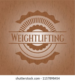 Weightlifting retro wooden emblem