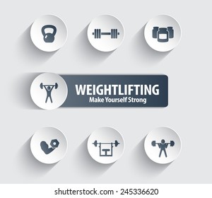 Weightlifting round trendy icons vector illustration, eps10, easy to edit