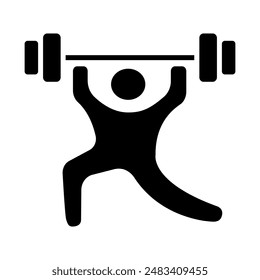 Weightlifting set icon. Person lifting weights, strength training, gym exercise, fitness, bodybuilding, muscle building, workout, physical activity, health, athletic.