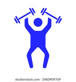 Weightlifting set icon. Person lifting weights, strength training, gym exercise, fitness, bodybuilding, muscle building, workout, physical activity, health, athletic.