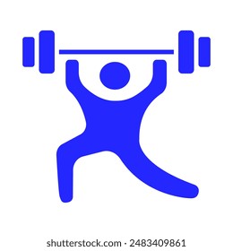 Weightlifting set icon. Person lifting weights, strength training, gym exercise, fitness, bodybuilding, muscle building, workout, physical activity, health, athletic.