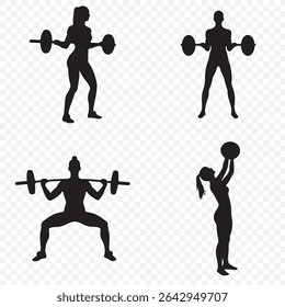 Weightlifting  Silhouette Bundle Set, Weightlifter Silhouette, Weight Lifting Person Silhouette, Body Builder Man Silhouette . 