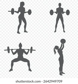 Weightlifting  Silhouette Bundle Set, Weightlifter Silhouette, Weight Lifting Person Silhouette, Body Builder Man Silhouette . 