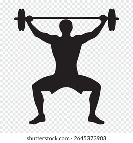 Weightlifting silhouette icon set. Male and female athlete. Gym Silhouette Vector Art Icons. Eps 10.