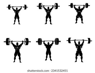 weightlifting silhouette vector. Weight lifter athlete