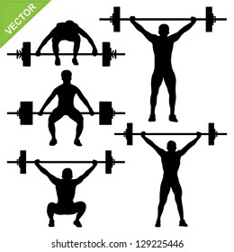 Weight-lifting silhouettes vector