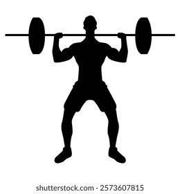 Weightlifting silhouettes. Weight lifter athlete